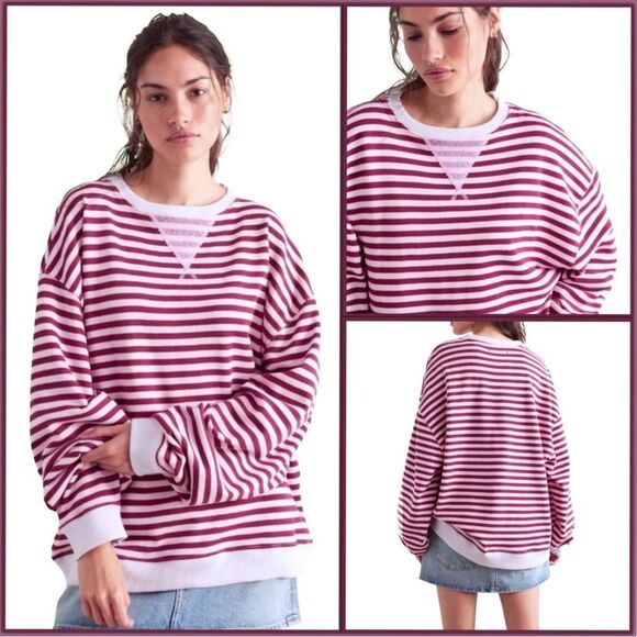 Free People We The Free Classic Striped Crewneck Sweatshirt - Picture 10 of 12